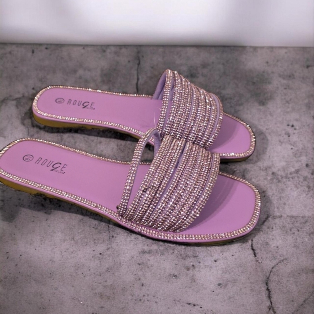 Rouge! Lavender Rhinestone Sandals - Picture 2 of 5